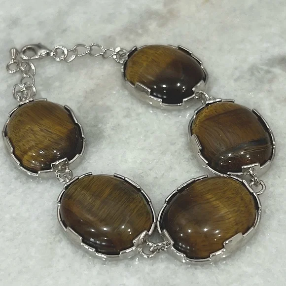 Tiger’s Eye Large Cabochon Silver Bracelet